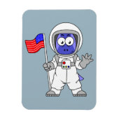 アメリカ国旗を掲げている宇宙飛行士。 マグネット (縦)