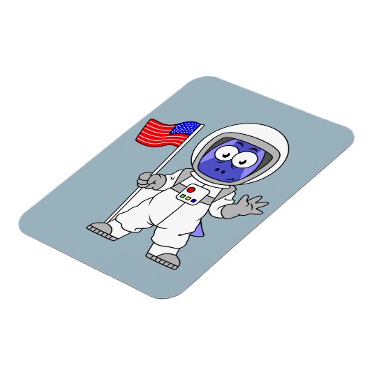 アメリカ国旗を掲げている宇宙飛行士。 マグネット (左側)