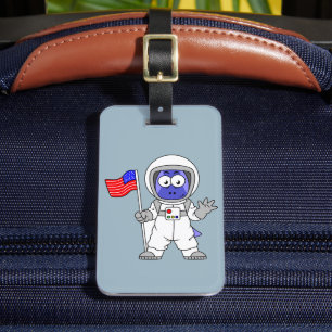 アメリカ国旗を掲げている宇宙飛行士。 ラゲッジタグ
