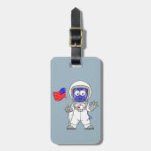 アメリカ国旗を掲げている宇宙飛行士。 ラゲッジタグ (正面縦)