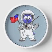 アメリカ国旗を掲げている宇宙飛行士。 壁時計 (正面)