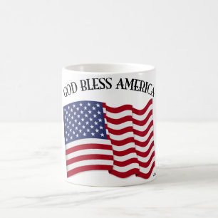 アメリカ国旗を掲げてアメリカを祝福せよ コーヒーマグカップ