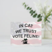 アメリカ国旗を掲げて投票する ポストカード (スタンド正面)