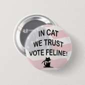 アメリカ国旗を掲げて投票する 缶バッジ (正面&裏面)