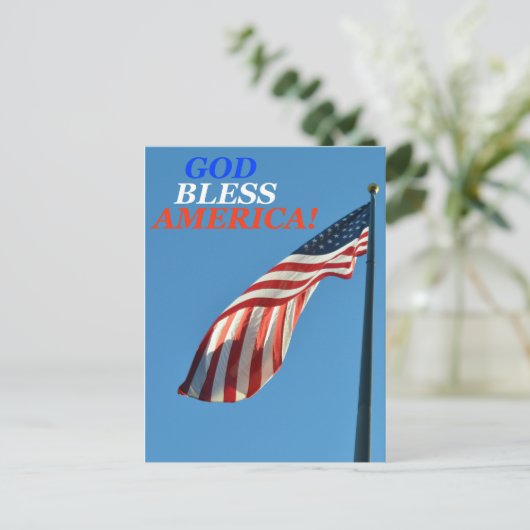 アメリカ国旗を描いた垂直はがき ポストカード (スタンド正面)
