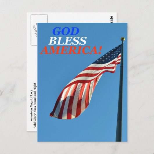 アメリカ国旗を描いた垂直はがき ポストカード (正面/裏面)