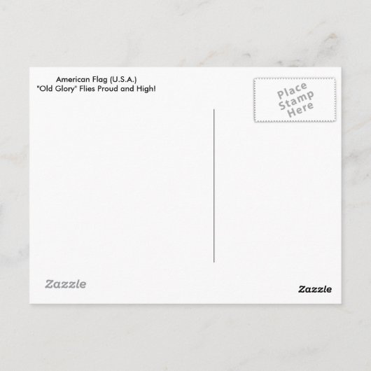 アメリカ国旗を描いた垂直はがき ポストカード (裏面)