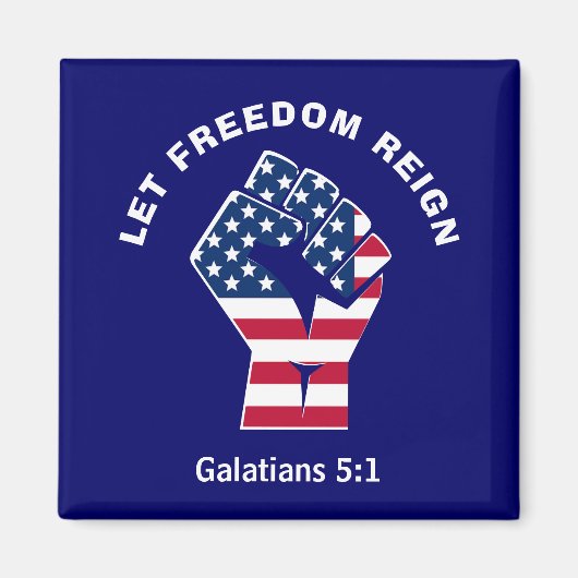アメリカ国旗を支配する愛国的自由を許す マグネット (正面)