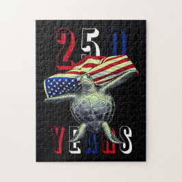 アメリカ国旗を纏った愛国的なウミガメ USA 250周年デザイン ジグソーパズル