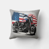 アメリカ国旗を背景にしたオートバイ クッション (裏面)