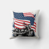 アメリカ国旗を背景にしたヴィンテージバイク クッション (裏面)