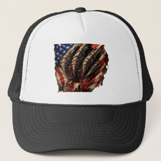 アメリカ国旗を裂く凶暴なモンスターアート キャップ