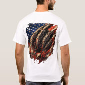 アメリカ国旗を裂く恐ろしいモンスターアート Tシャツ (裏面)