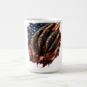 アメリカ国旗を裂く激しいモンスターアート コーヒーマグカップ (中央)