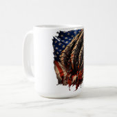 アメリカ国旗を裂く激しいモンスターアート コーヒーマグカップ (正面左)