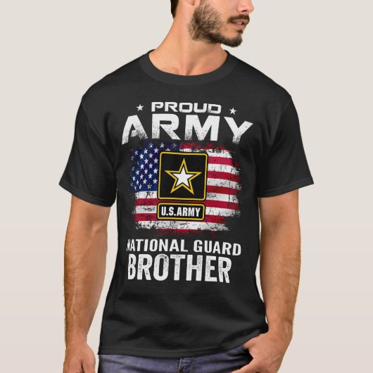 アメリカ国旗を誇りに思う陸軍州兵の兄弟 Tシャツ (正面)