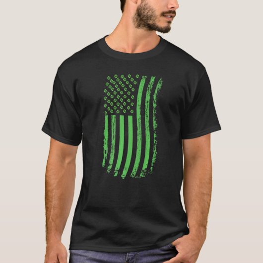 アメリカ国旗アイルランド国旗Saint patricks day Tシャツ (正面)