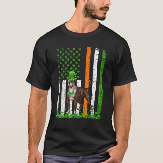 アメリカ国旗アメリカのブルドッグ・ドッグSt patricks・ダ Tシャツ (正面)