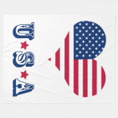 アメリカ国旗アメリカ合衆国ハート大 フリースブランケット (正面(横))