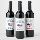 アメリカ国旗アメリカ合衆国ハート ワインラベル (ボトル)