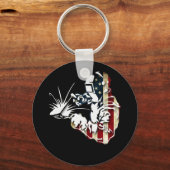 アメリカ国旗アメリカ愛国的なウェルダーギフト キーホルダー (正面)