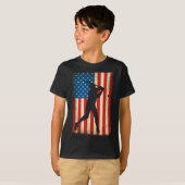 アメリカ国旗アメリカ愛国的野球愛好家4日 Tシャツ (正面フル)
