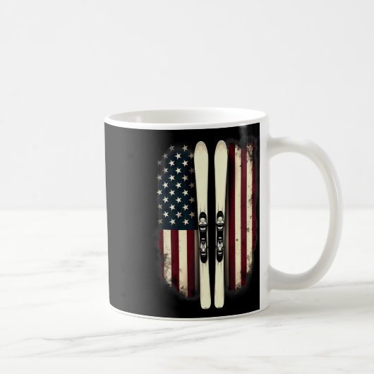 アメリカ国旗アルパインスキーヤー3 コーヒーマグカップ (右)