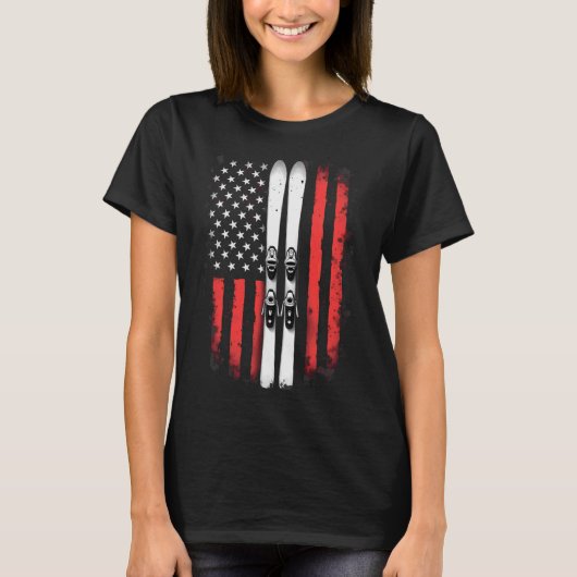 アメリカ国旗アルパインスキーヤー Tシャツ (正面)
