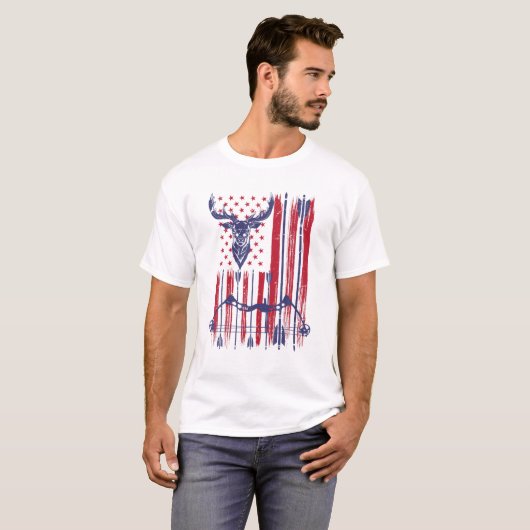 アメリカ国旗アーチェリーボウディアボワートンキング狩り Tシャツ (正面フル)