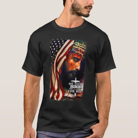 アメリカ国旗イエス・キリスト教引用文バイブル・バース・レ Tシャツ (正面)