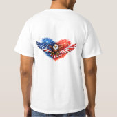 アメリカ国旗イーグルハート花火愛国的な7月4日 Tシャツ (裏面)