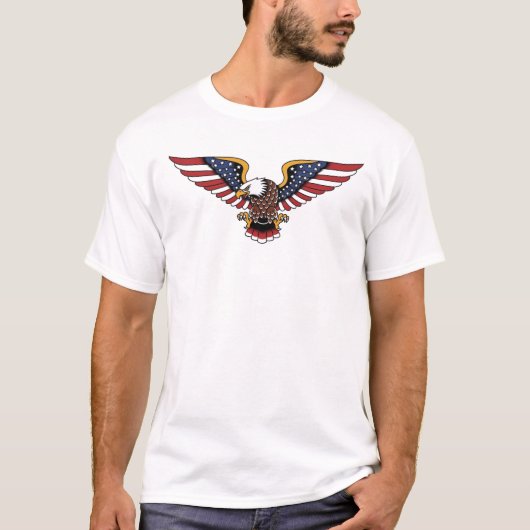 アメリカ国旗イーグルTシャツ | 愛国的なUSAハクトウワシ Tシャツ (正面)
