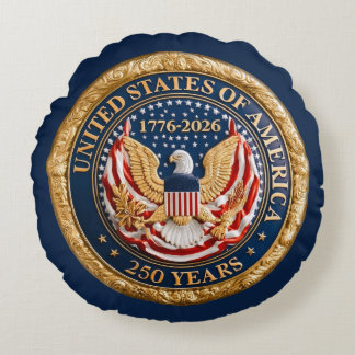 アメリカ国旗イーグルUSA250周年1776-2026 ラウンドクッション