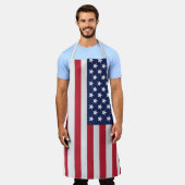 アメリカ国旗エプロン – 愛国心あふれるキッチン エプロン (着用した状態)