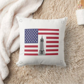 アメリカ国旗エンパイアステート建物枕 クッション (ブランケット)