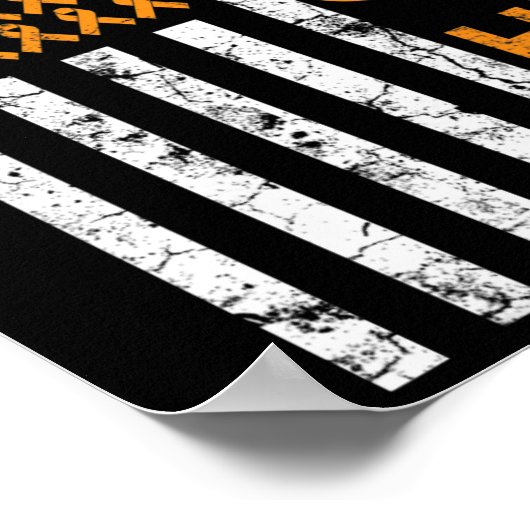 アメリカ国旗オレンジリボン白血病戦争と戦う ポスター (角)