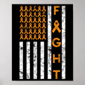 アメリカ国旗オレンジリボン白血病戦争と戦う ポスター (正面)