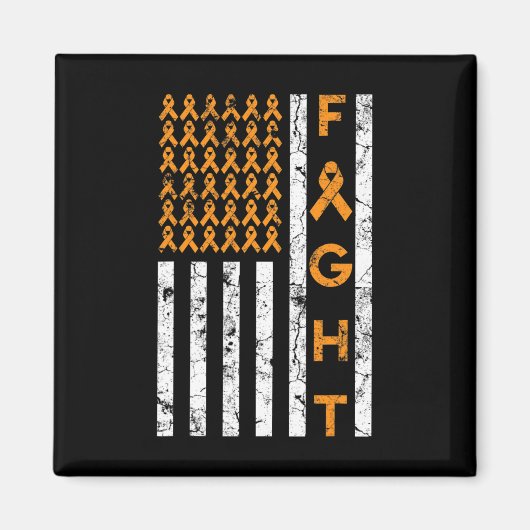 アメリカ国旗オレンジリボン白血病戦争と戦う マグネット (正面)