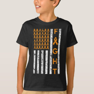 アメリカ国旗オレンジリボン白血病戦争と戦う Tシャツ