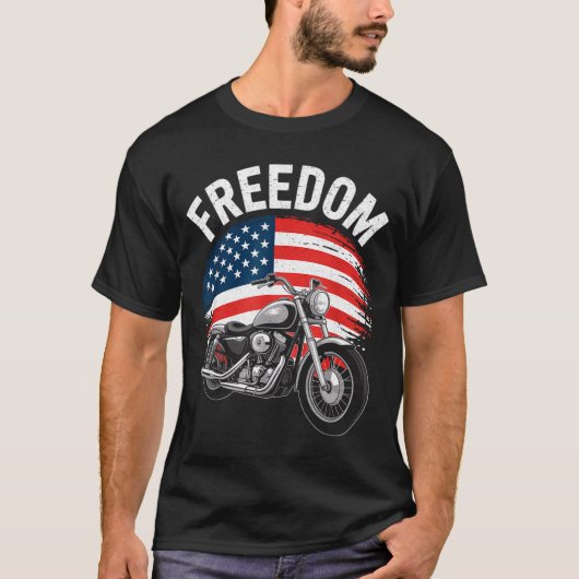 アメリカ国旗オートバイ Tシャツ (正面)