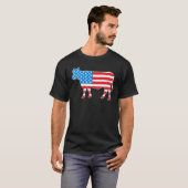 アメリカ国旗カウ 7月4日 Tシャツ (正面フル)