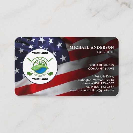 アメリカ国旗カスタムの企業のロゴ 名刺 (正面)