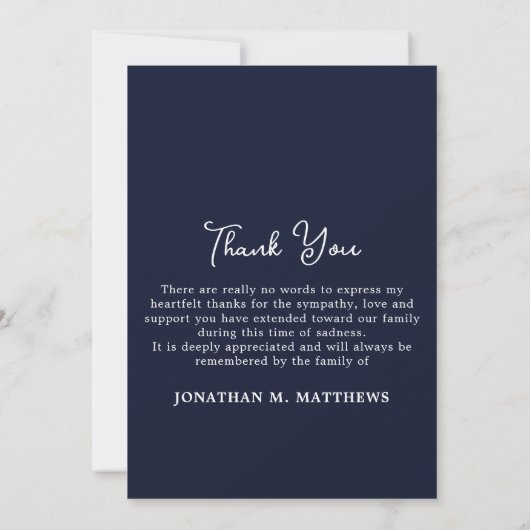 アメリカ国旗カスタムの写真アメリカ軍隊葬儀 サンキューカード (裏面)