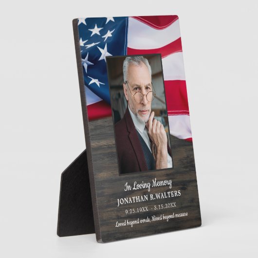 アメリカ国旗カスタムの写真愛国記念碑 フォトプラーク (側面)