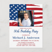 アメリカ国旗カスタムの写真軍隊誕生日パーティー インビテーションポストカード (正面)