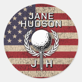 アメリカ国旗カスタムモノグラムデザイン ラウンドシール