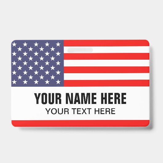 アメリカ国旗カスタムランヤード名札 バッジ (正面)