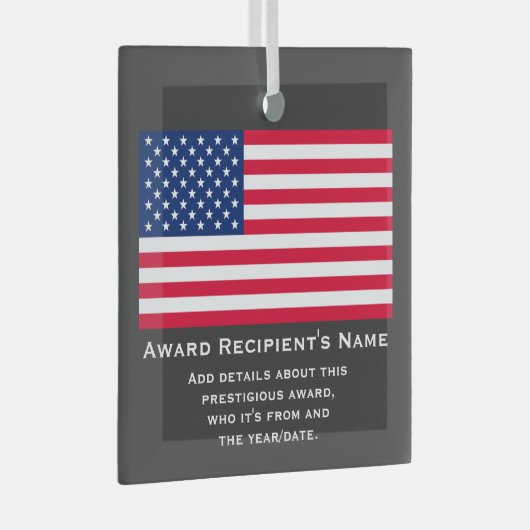 アメリカ国旗カスタム国パーソナライズされた愛国賞 ガラスオーナメント (正面右)