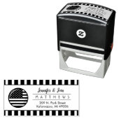 アメリカ国旗カップルモノグラム差出人住所 セルフインキングスタンプ (インサイチュ)