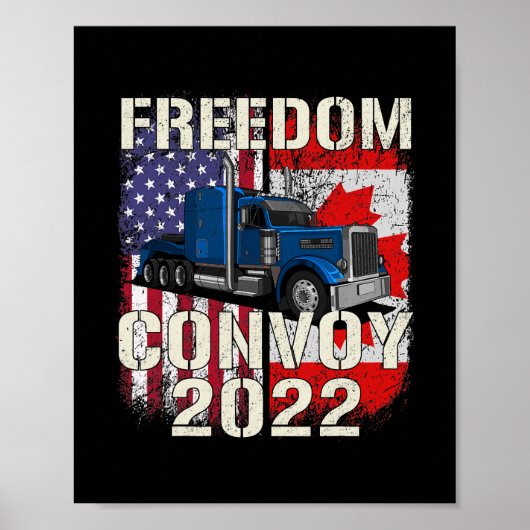 アメリカ国旗カナダ国旗のフリーダムConvoy 2022 ポスター (正面)